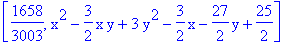 [1658/3003, x^2-3/2*x*y+3*y^2-3/2*x-27/2*y+25/2]